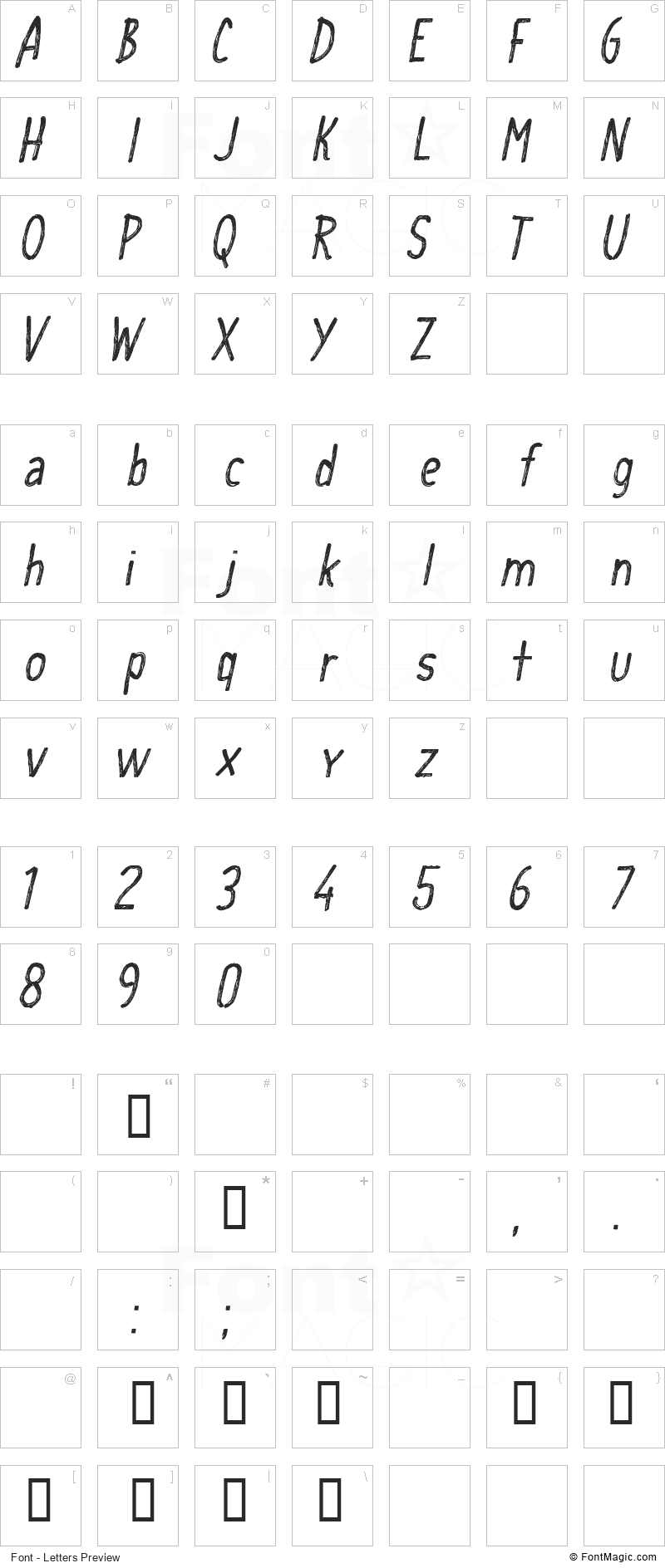 CF School Handwriting Font - All Latters Preview Chart